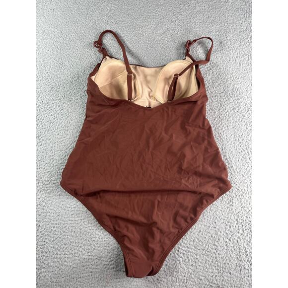 Kona Sol Swimsuit Womens Large Brown Padded Accent One Piece Medium Coverage NWT - Picture 9 of 10